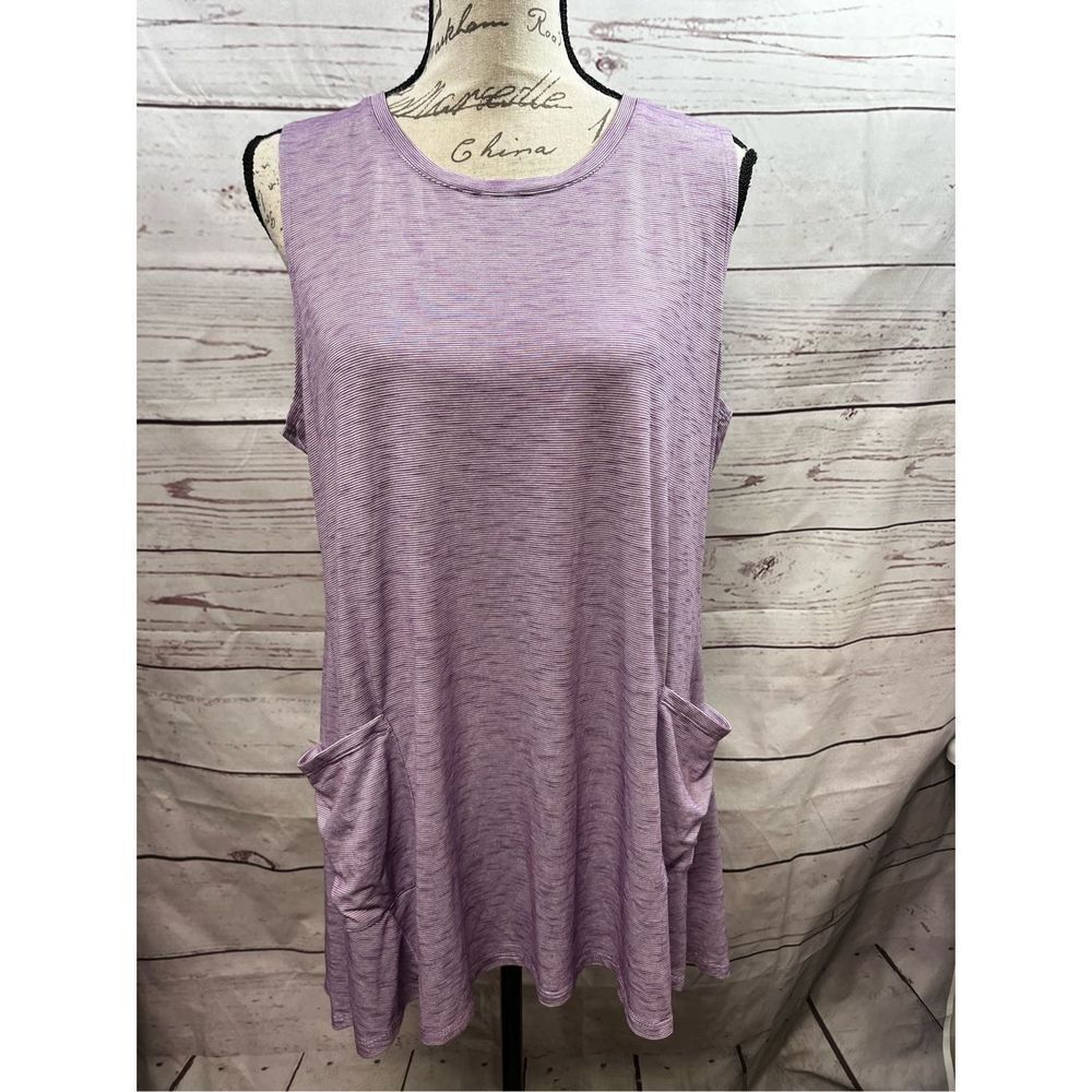 LOGO large‎ purple and white striped long tank top with pockets - 2271